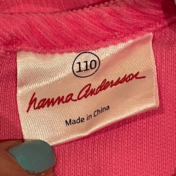 Hanna Andersson Pink Corduroy Girl size 5 Dress Embroidery Flowers Short Sleeve - Picture 8 of 10